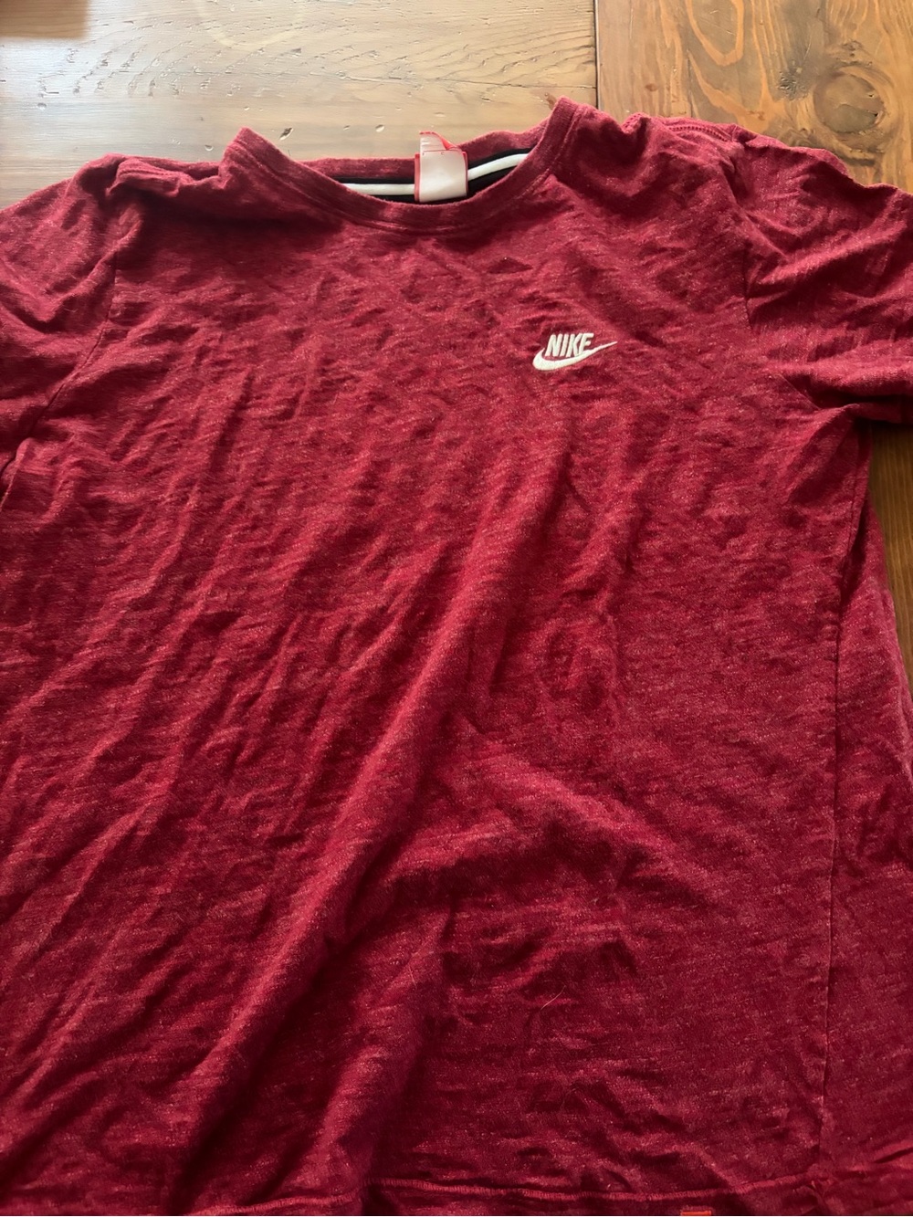 Nike Men's Maroon Short Sleeve Crew Tee with White Swoosh